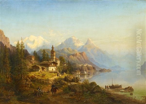 Alpensee Oil Painting by Henry Jackel