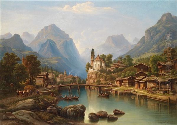 Motiv Aus Sudtirol (?) Oil Painting by Henry Jackel