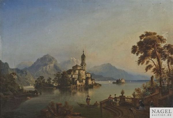 Stimmungsvolle Ansicht Am Lago Maggiore Im Fruhen Abendlicht Oil Painting by Henry Jackel