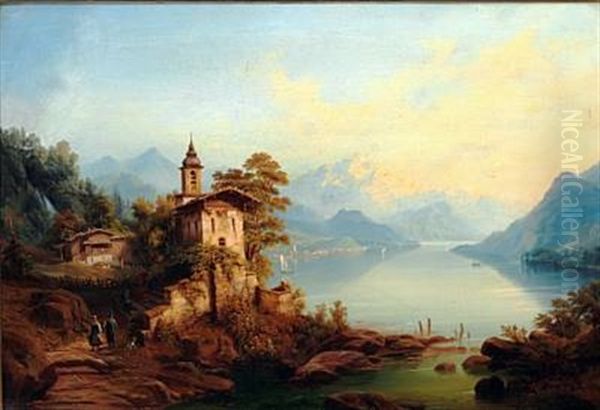 Evening At Lake Como Oil Painting by Henry Jackel