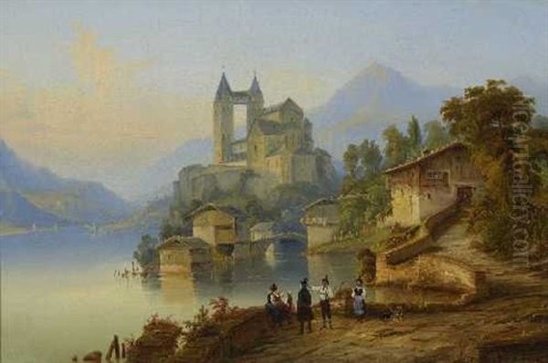 Flusslandschaft Oil Painting by Henry Jackel