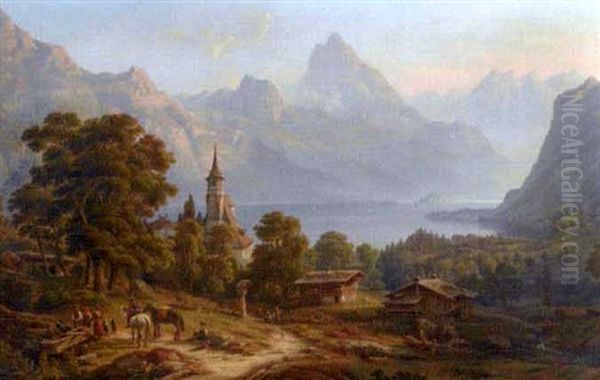 Vierwaldstattersee, Landschaft Im Abendlicht Oil Painting by Henry Jackel