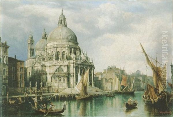 Blick Auf Sta. Maria Della Salute In Venedig Oil Painting by Henry Jackel