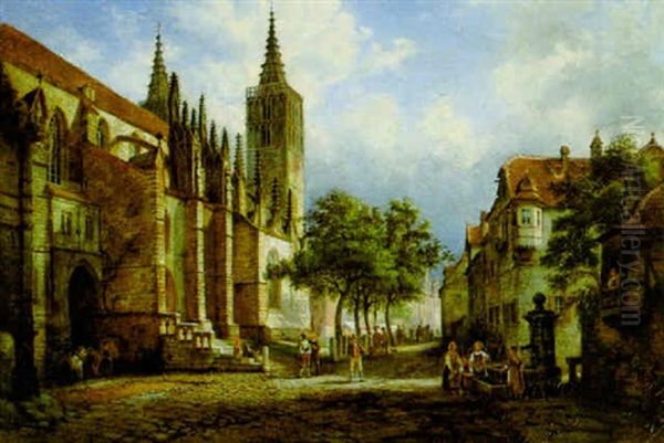 Geschaftiges Treiben Bei Der Kirche Oil Painting by Henry Jackel