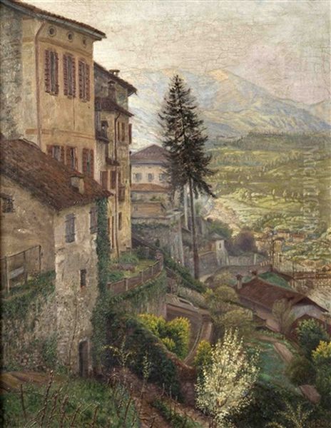 Ansicht Der Norditalienischen Stadt Belluno Mit Blick Auf Die Weite Voralpenlandschaft Oil Painting by Robert Jaeckel