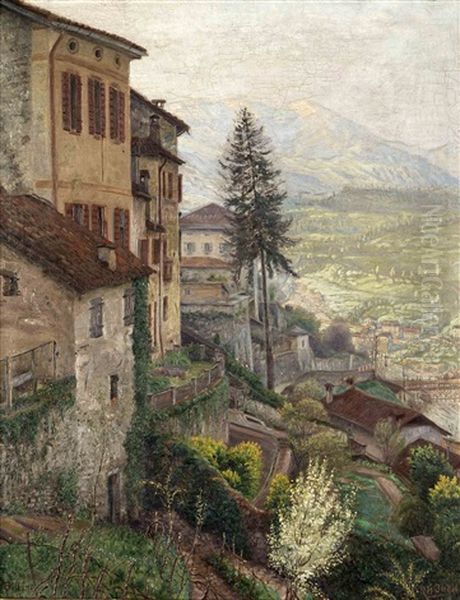 Ansicht Der Norditalienischen Stadt Belluno Mit Blick Auf Die Weite Voralpenlandschaft Oil Painting by Robert Jaeckel