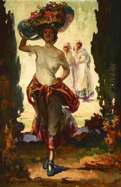 The Seville Flower Girl Oil Painting by Oscar Theodore Jackman