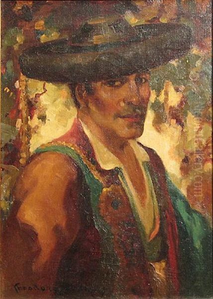 A Portrait Of A Man In Spanish Costume Oil Painting by Oscar Theodore Jackman