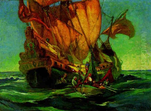 The Pirate Ship Oil Painting by Oscar Theodore Jackman