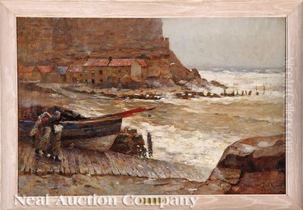 Harbor With Cliffs, Possibly Dover Oil Painting by Frederick William Jackson