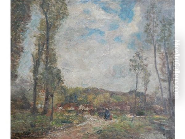 Montreuil Sur Mer Rural Scene With Figures On Path by Frederick William Jackson