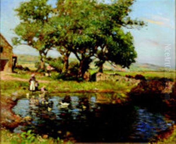 The Farm Pond Oil Painting by Frederick William Jackson