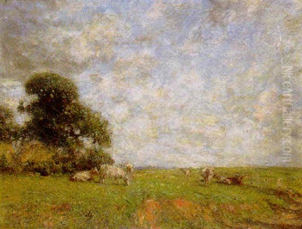 Cattle Grazing In An Extensive Landscape Oil Painting by Frederick William Jackson