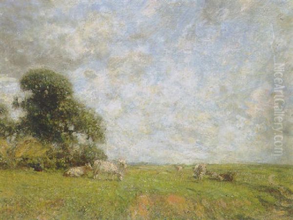 Cattle Grazing In An Extensive Landscape Oil Painting by Frederick William Jackson