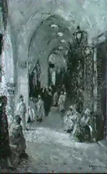 Covered Market At Tunis Oil Painting by Frederick William Jackson