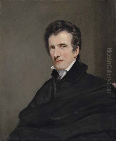 Portrait Of Antonio Canova In A Black Coat And White Cravat Oil Painting by John Jackson