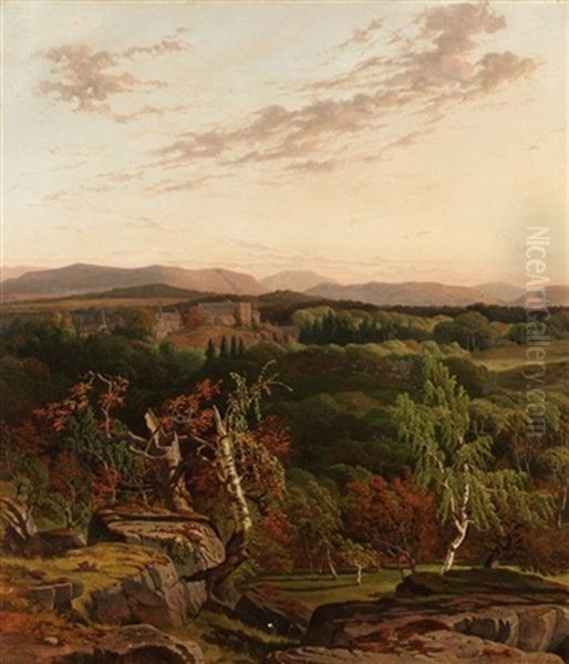 View Of Drummond Castle Oil Painting by Samuel Jackson