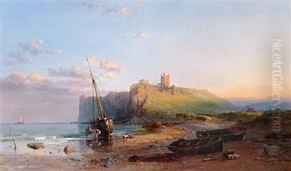 Ruins Of Dunstanborough Castle Oil Painting by Samuel Phillips Jackson