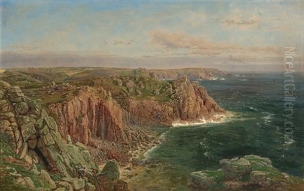 A Rocky Coast, Summer Oil Painting by Samuel Phillips Jackson