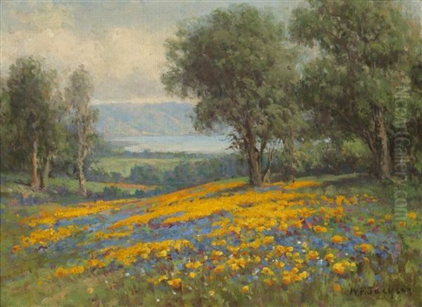 A Landscape With Poppies And Lupine Oil Painting by William Franklin Jackson