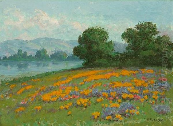 California Landscape With Wildflowers Oil Painting by William Franklin Jackson