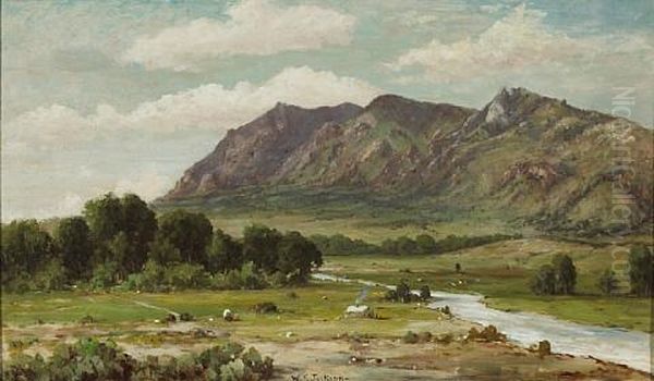 California Landscape (sutter Buttes?) Oil Painting by William Franklin Jackson