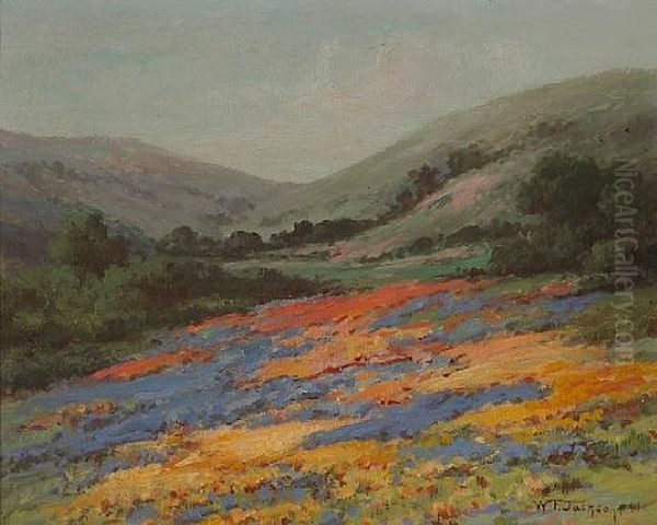 Wildflowers On A Hillside Oil Painting by William Franklin Jackson