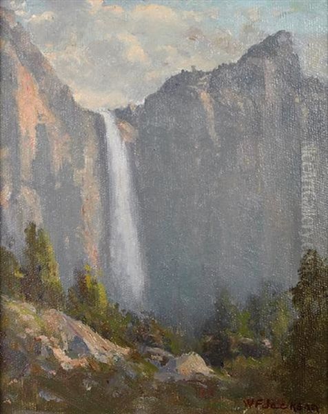 Bridal Veil Falls, Yosemite Oil Painting by William Franklin Jackson