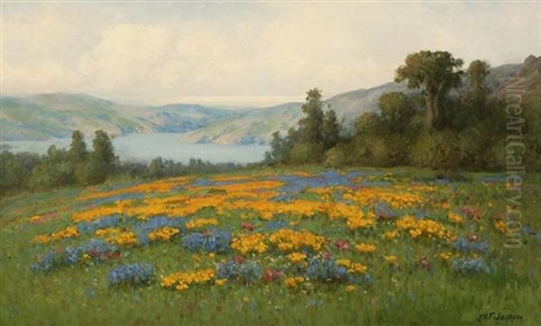 Poppies And Lupine Landscape Oil Painting by William Franklin Jackson