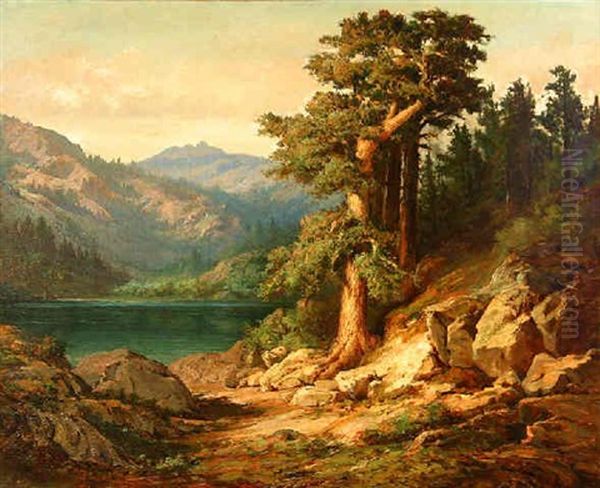 Lake In Wooded Landscape Oil Painting by William Franklin Jackson