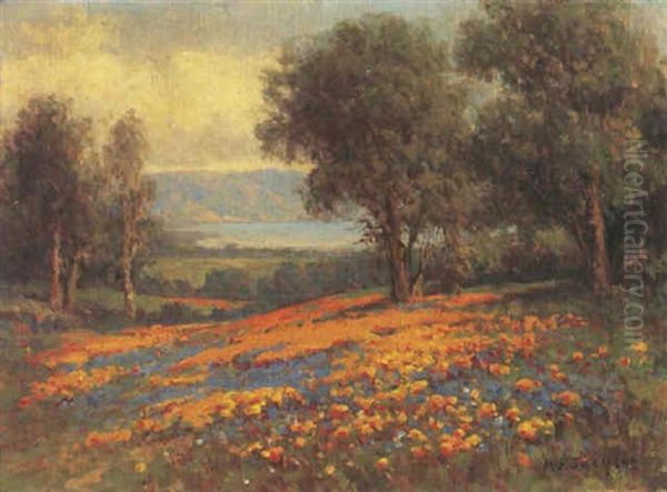 A Landscape With Poppies And Lupine Oil Painting by William Franklin Jackson