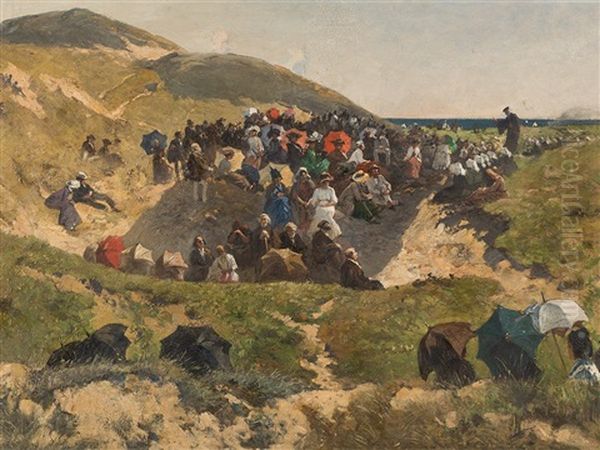 Dune Sermon Sylt Oil Painting by Julius Jacob the Younger