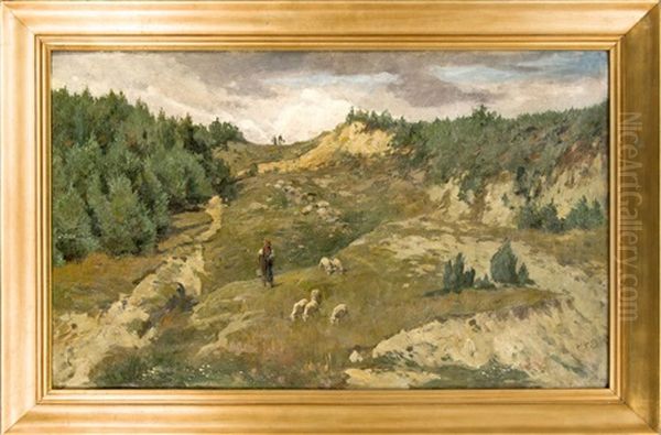 Markische Landschaft Mit Schaferin Oil Painting by Julius Jacob the Younger