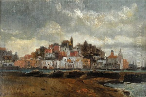 Stadtansicht Pozzuoli Oil Painting by Julius Jacob the Younger