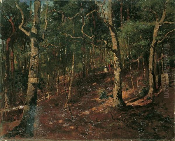 Waldlandschaft Mit Spaziergangern Oil Painting by Julius Jacob the Younger