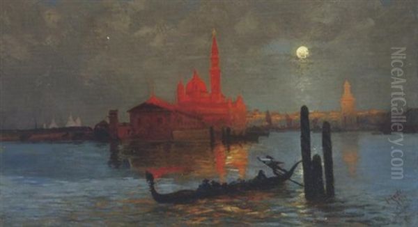 Blick Auf San Giorgio Maggiore Im Abendlicht Oil Painting by Julius Jacob the Younger