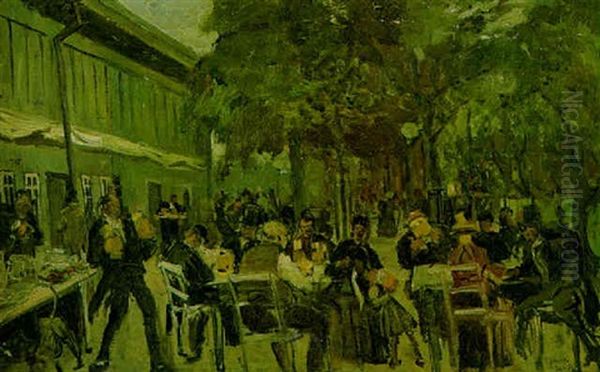 Berliner Biergarten Oil Painting by Julius Jacob the Younger