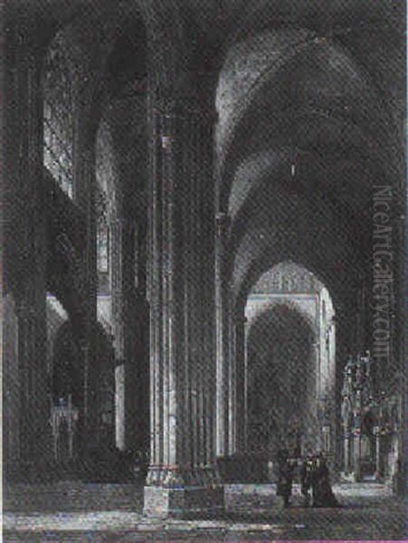 Inneres Der Domkirche Zu Regensburg Oil Painting by Julius Jacob the Younger