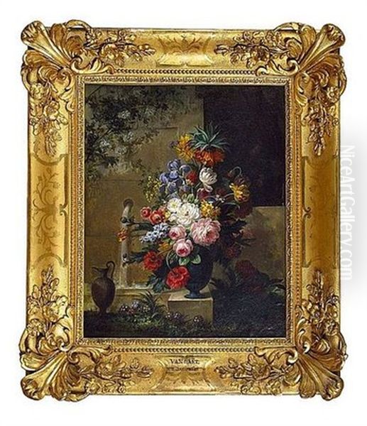 Bouquet De Fleurs A La Fontaine Oil Painting by Moise Jacobber