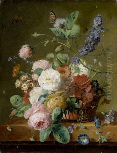 Blumenstilleben Mit Kleinen Insekten Oil Painting by Moise Jacobber