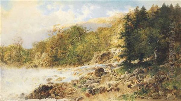 Canadian River Landscape Oil Painting by Otto Reinhold Jacobi