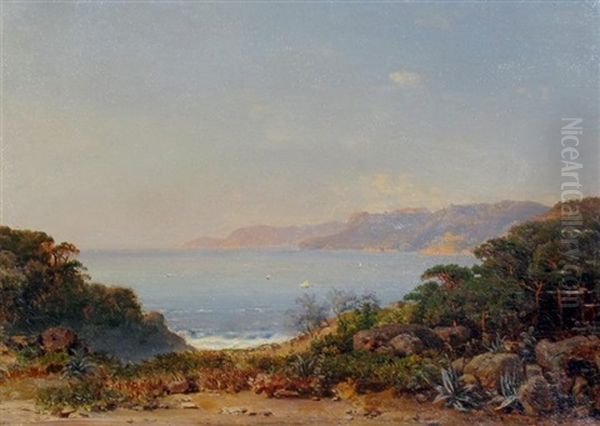 Italian Gulf - Near Gulf Of Spezia Oil Painting by Otto Reinhold Jacobi