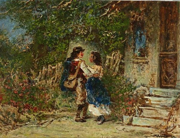 Courting Oil Painting by Otto Reinhold Jacobi