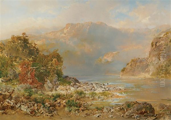 The Ste. Anne River, Que. Oil Painting by Otto Reinhold Jacobi