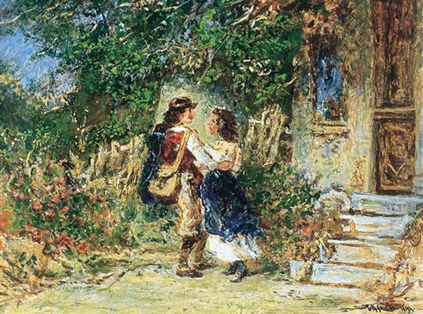 The Courtship Oil Painting by Otto Reinhold Jacobi