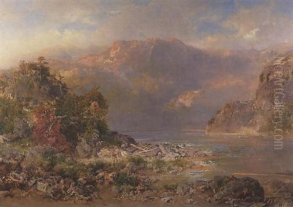 Ste. Anne River, Que. Oil Painting by Otto Reinhold Jacobi