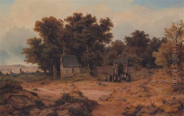 Kapelle Am Waldrand Oil Painting by Otto Reinhold Jacobi