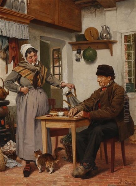 Kaffeepause Oil Painting by Adolphe Jacobs