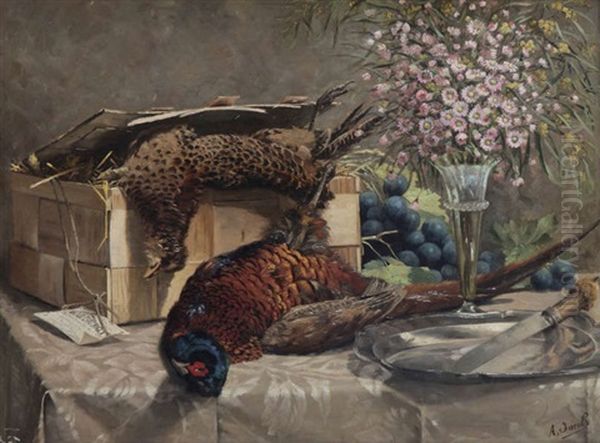 Envoi Faisans (nature Morte) Oil Painting by Adolphe Jacobs