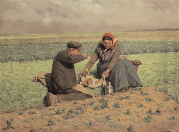 Le Dejeuner Des Paysans Oil Painting by Adolphe Jacobs